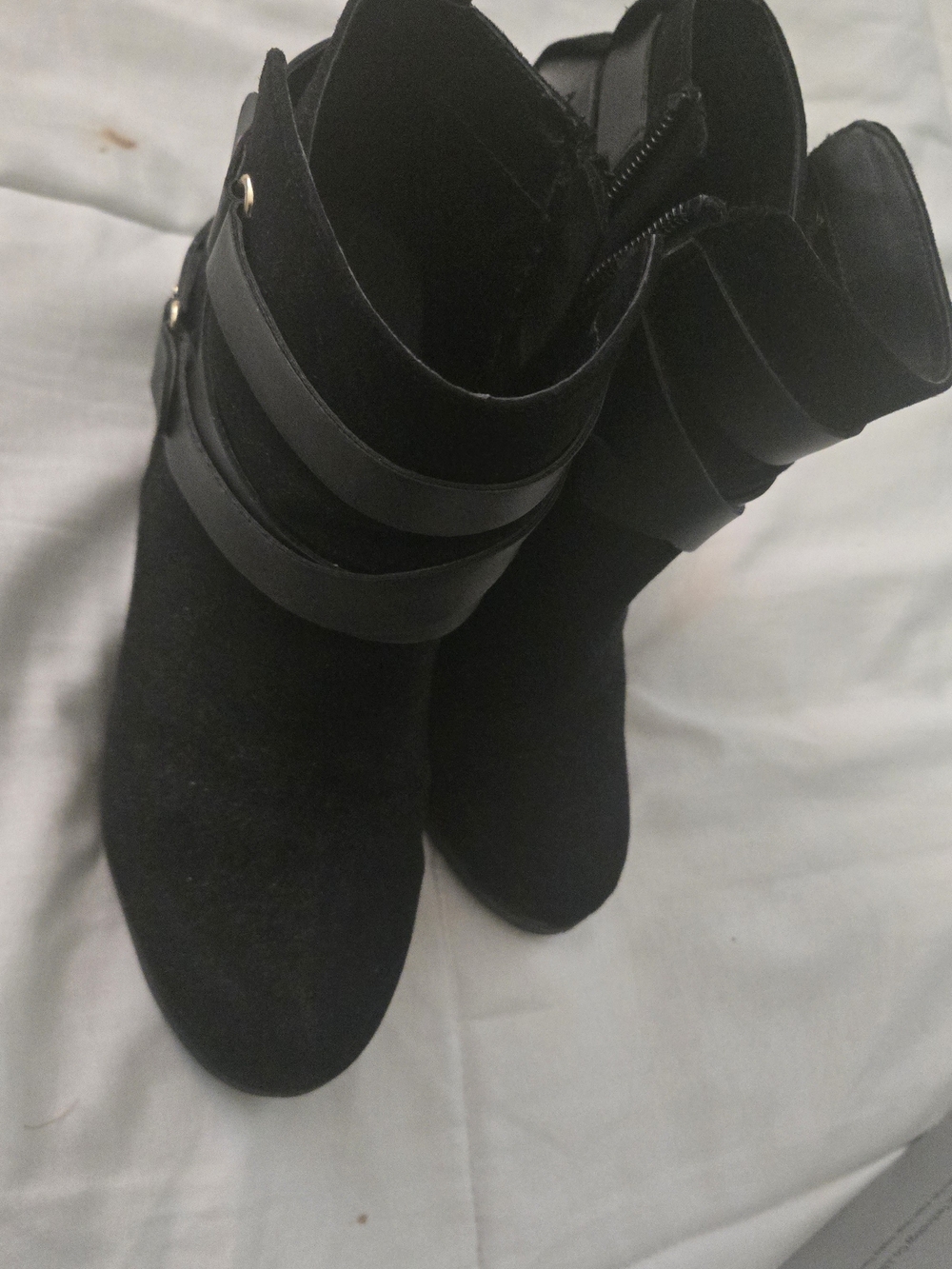 Material Girl Black Ankle Boots with Wrap Straps
